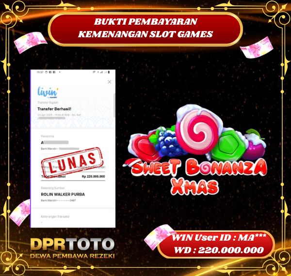 KEMENANGAN BESAR SLOT SWEET BONANZA XMAS Rp.220.000.000 - LUNAS